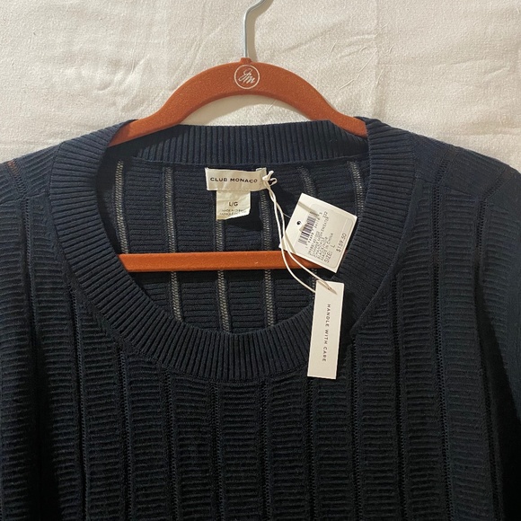 NWT Club Monaco Summer Mesh Chandails Black Sweater - Size Large - Picture 3 of 10
